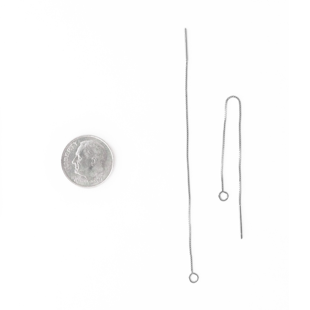Earrings Threader Box Chain Silver - Picture 2 of 2